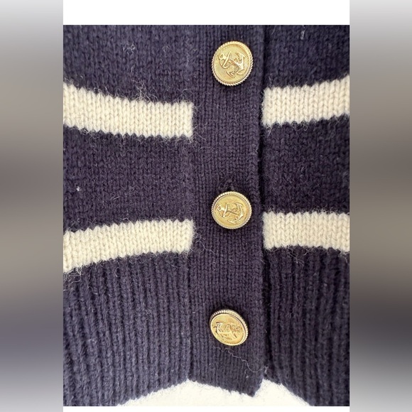 Zara wool Navy and White Striped Women's Sweater - Picture 6 of 8